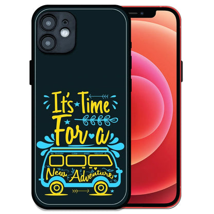 'Adventure Awaits - Glossy Metal Silicone Case For Apple iPhone 12
