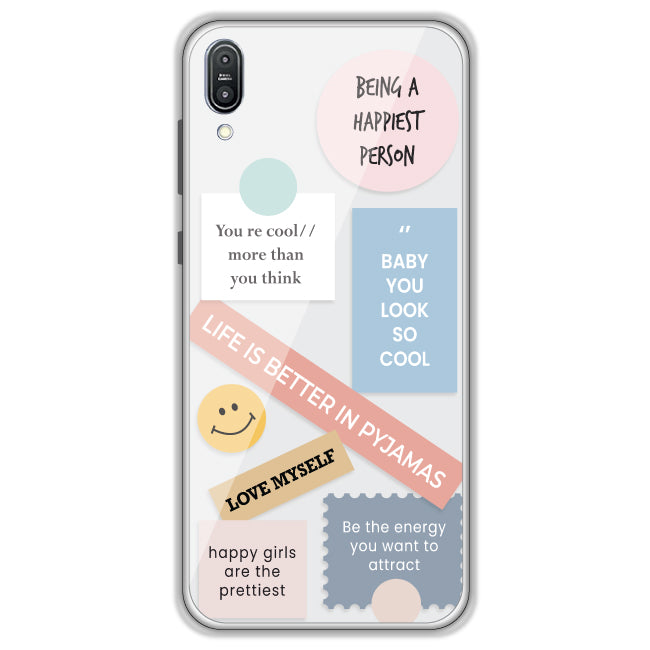 Be Happy - Clear Printed Case For Asus Models asus zenphone pro max 1