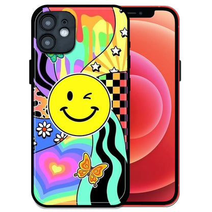 'Groovy Smiley Splash - Glossy Metal Silicone Case For Apple iPhone 12