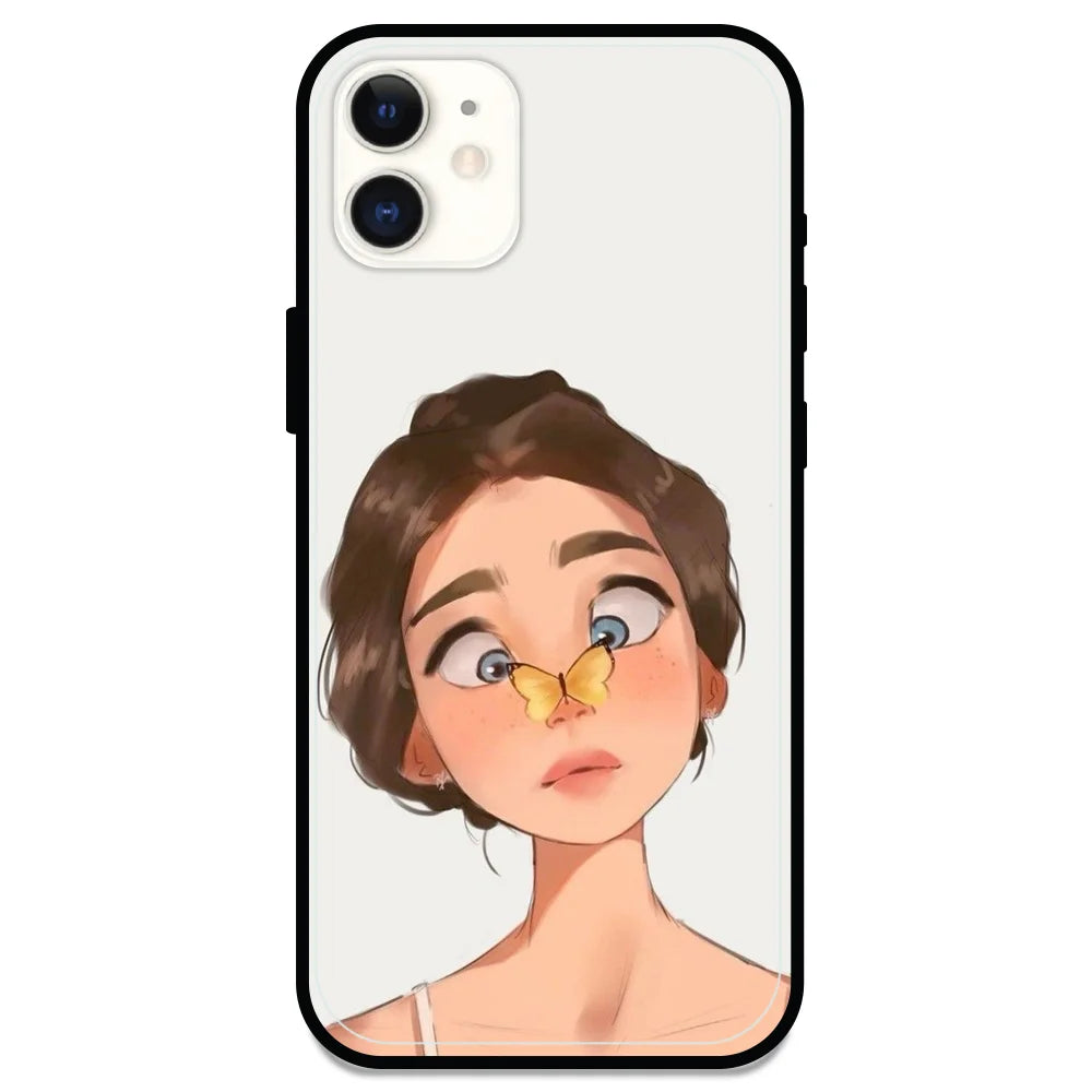 Butterfly Girl - Glossy Metal Silicone Case For Apple iPhone Models- Apple iPhone 11