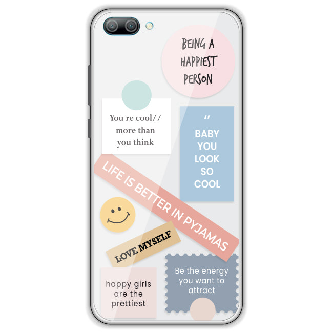 Be Happy - Clear Printed Case For Honor Models Honor 9 Lite