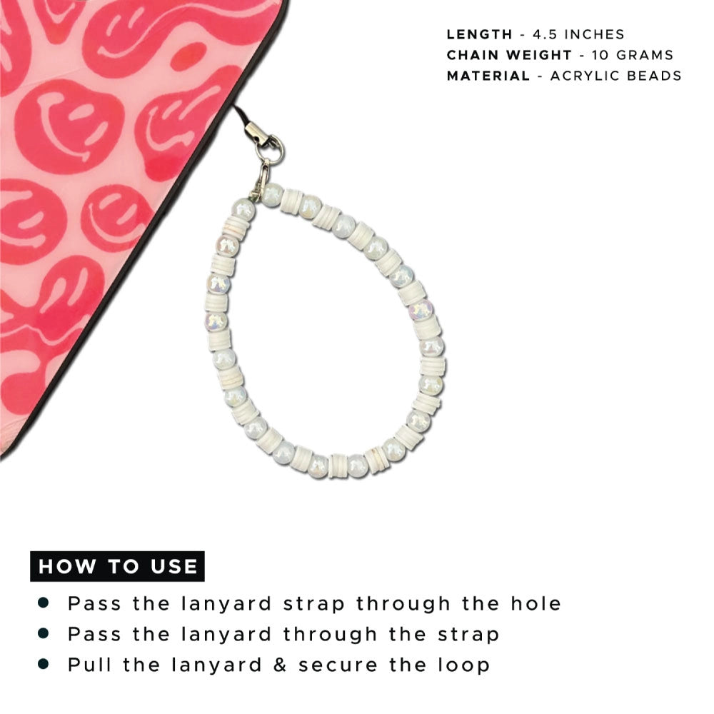 White And Orange Clay Beads With Pearl - A Combo Of 2 Phone Charms infographic