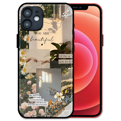 'Floral Aesthetic Collage - Glossy Metal Silicone Case For Apple iPhone 12