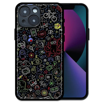 'Doodleverse Nightlife - Glossy Metal Silicone Case For Apple iPhone 13 Mini