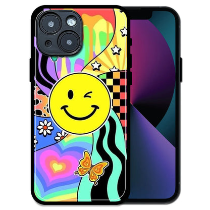 'Groovy Smiley Splash - Glossy Metal Silicone Case For Apple iPhone 13 Mini