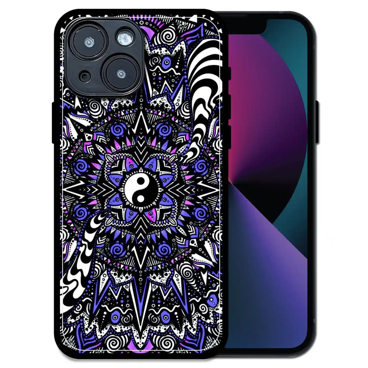 'Yin-Yang Mandala Design - Glossy Metal Silicone Case For Apple iPhone 13 Mini