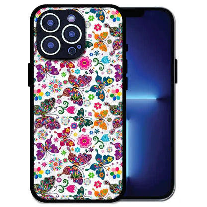 'Whimsical Butterflies Garden - Glossy Metal Silicone Case For Apple iPhone 13 Pro Max