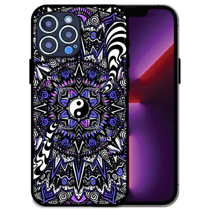 'Yin-Yang Mandala Design - Glossy Metal Silicone Case For Apple iPhone 13 Pro Max