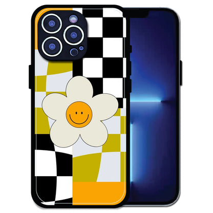 Smiley Flower - Glossy Metal Silicone Case For Apple iPhone 13 Pro Max