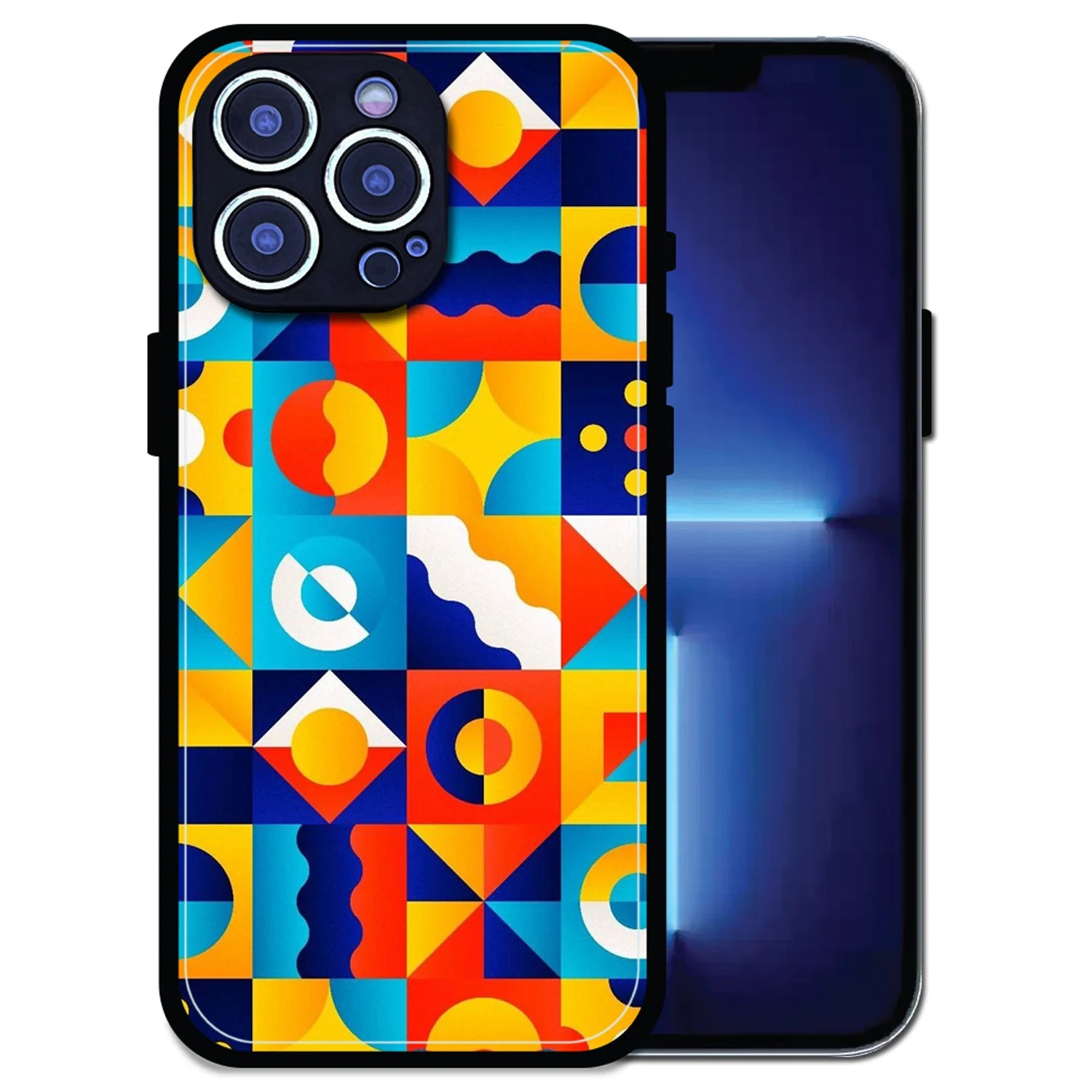 'Retro Pop Geometry - Glossy Metal Silicone Case For Apple iPhone 13 Pro Max