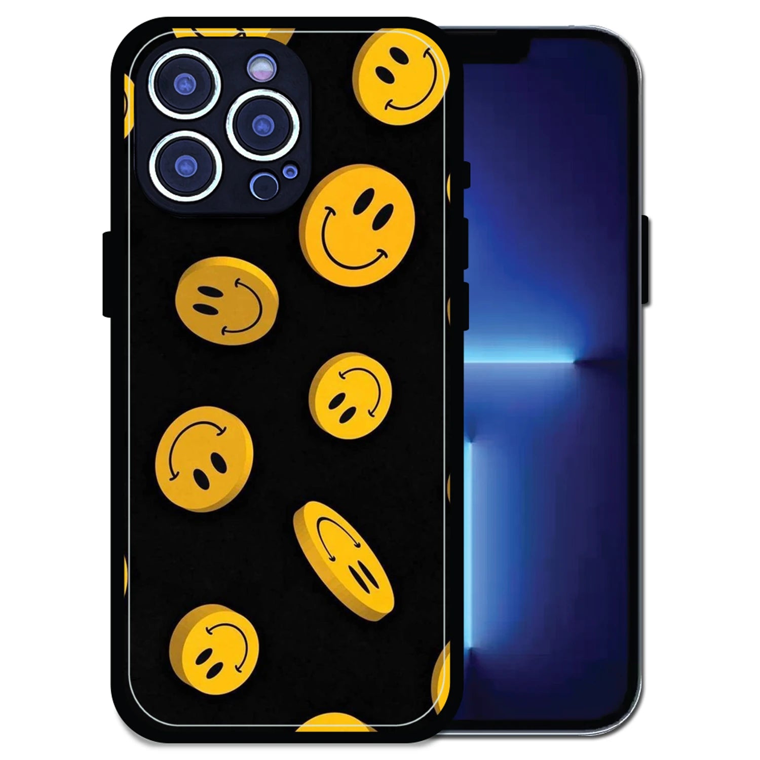 'Bold Smileys - Glossy Metal Silicone Case For Apple iPhone 13 Pro Max
