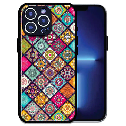 'Boho Mosaic Tiles - Glossy Metal Silicone Case For Apple iPhone 13 Pro Max