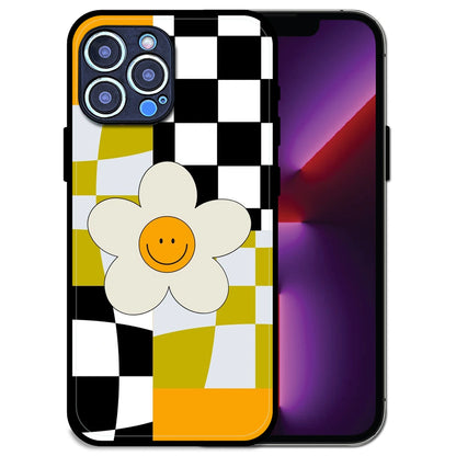 Smiley Flower - Glossy Metal Silicone Case For Apple iPhone 13 Pro