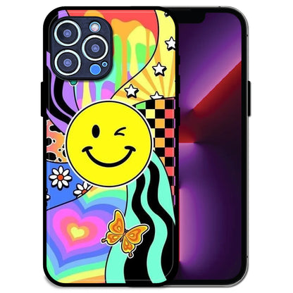 'Groovy Smiley Splash - Glossy Metal Silicone Case For Apple iPhone 13 Pro