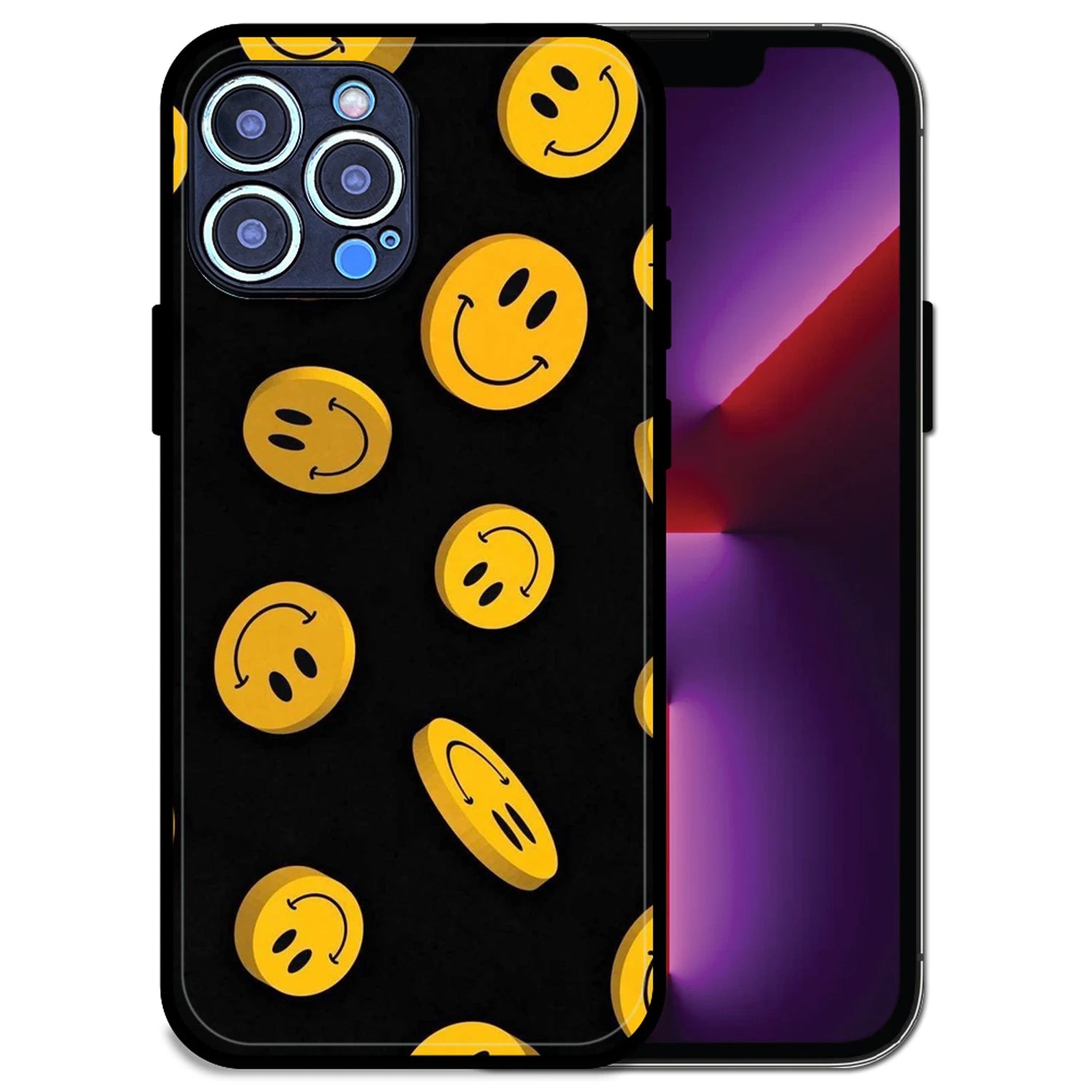 'Bold Smileys - Glossy Metal Silicone Case For Apple iPhone 13 Pro