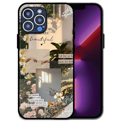 'Floral Aesthetic Collage - Glossy Metal Silicone Case For Apple iPhone 13 Pro