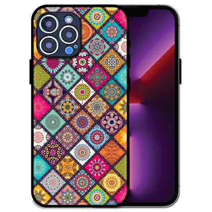 'Boho Mosaic Tiles - Glossy Metal Silicone Case For Apple iPhone 13 Pro