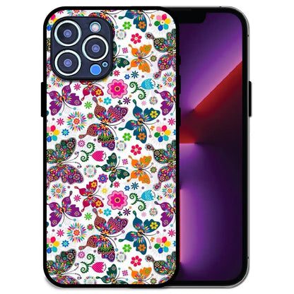 'Whimsical Butterflies Garden - Glossy Metal Silicone Case For Apple iPhone 13 Pro