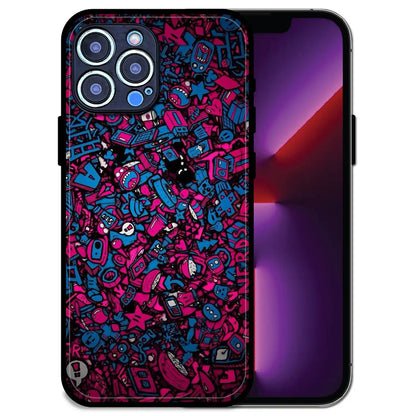 'Doodle Chaos Design - Glossy Metal Silicone Case For Apple iPhone 13 Pro