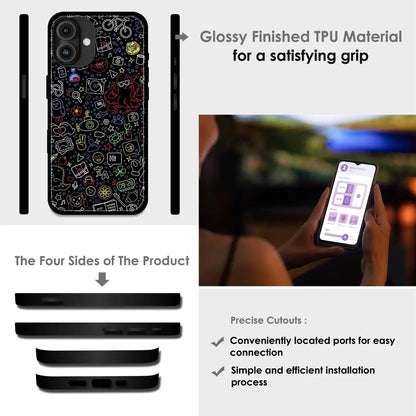 Doodleverse Nightlife - Glossy Metal Silicone Case For Apple iPhone Infographic