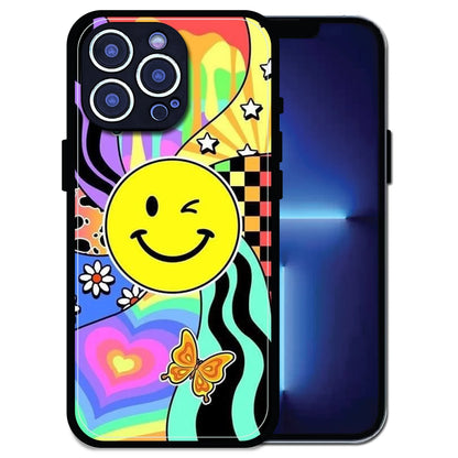 'Groovy Smiley Splash - Glossy Metal Silicone Case For Apple iPhone 13 Pro Max
