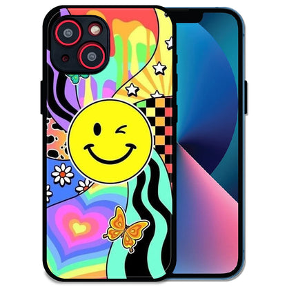 'Groovy Smiley Splash - Glossy Metal Silicone Case For Apple iPhone 13