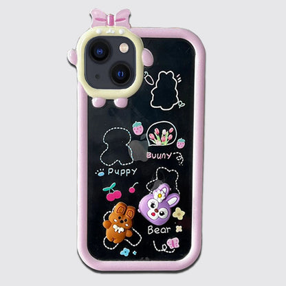 Cute 3D Shock-Proof Cases For Apple iPhone Models- Pink