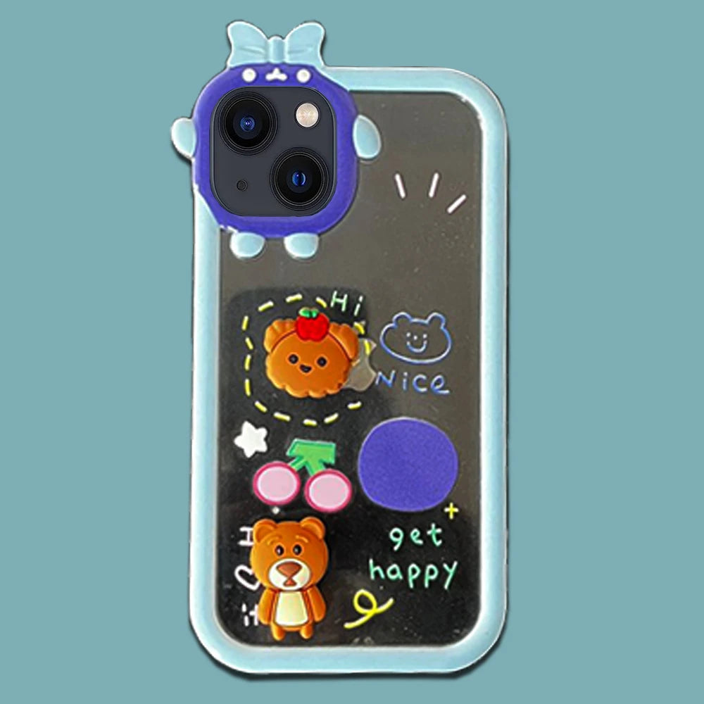 Cute 3D Shock-Proof Cases For Apple iPhone Models- Blue