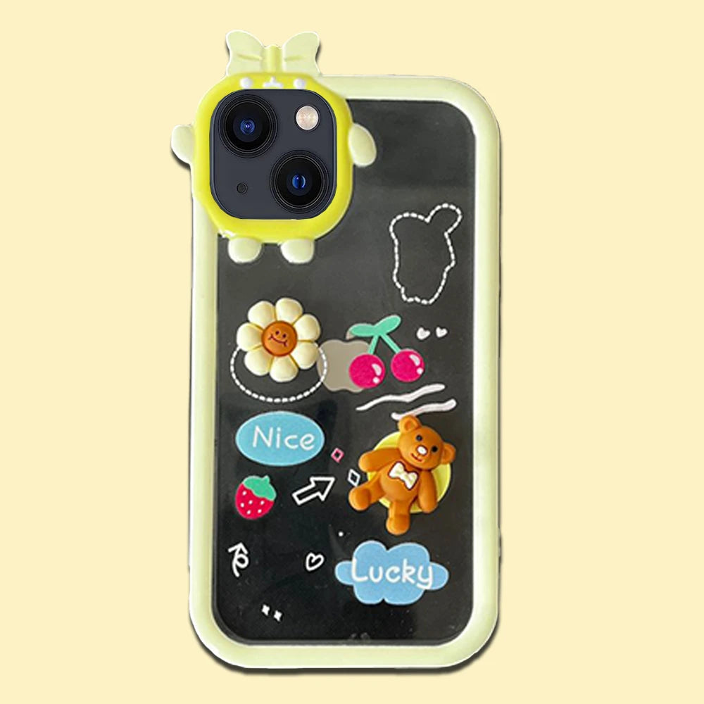 Cute 3D Shock-Proof Cases For Apple iPhone Models- Yellow