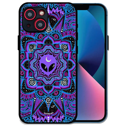 'Alien Mandala Design - Glossy Metal Silicone Case For Apple iPhone 13