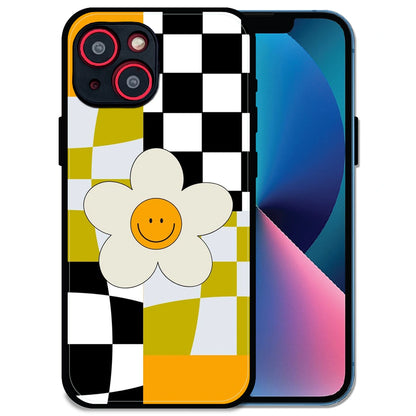 Smiley Flower - Glossy Metal Silicone Case For Apple iPhone 13