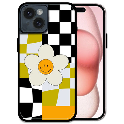 Smiley Flower - Glossy Metal Silicone Case For Apple iPhone 14 Plus