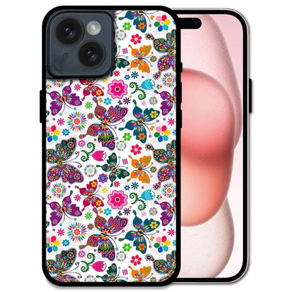 'Whimsical Butterflies Garden - Glossy Metal Silicone Case For Apple iPhone 14 Plus