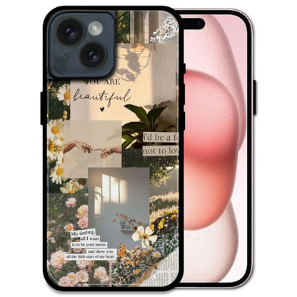 'Floral Aesthetic Collage - Glossy Metal Silicone Case For Apple iPhone 14 Plus