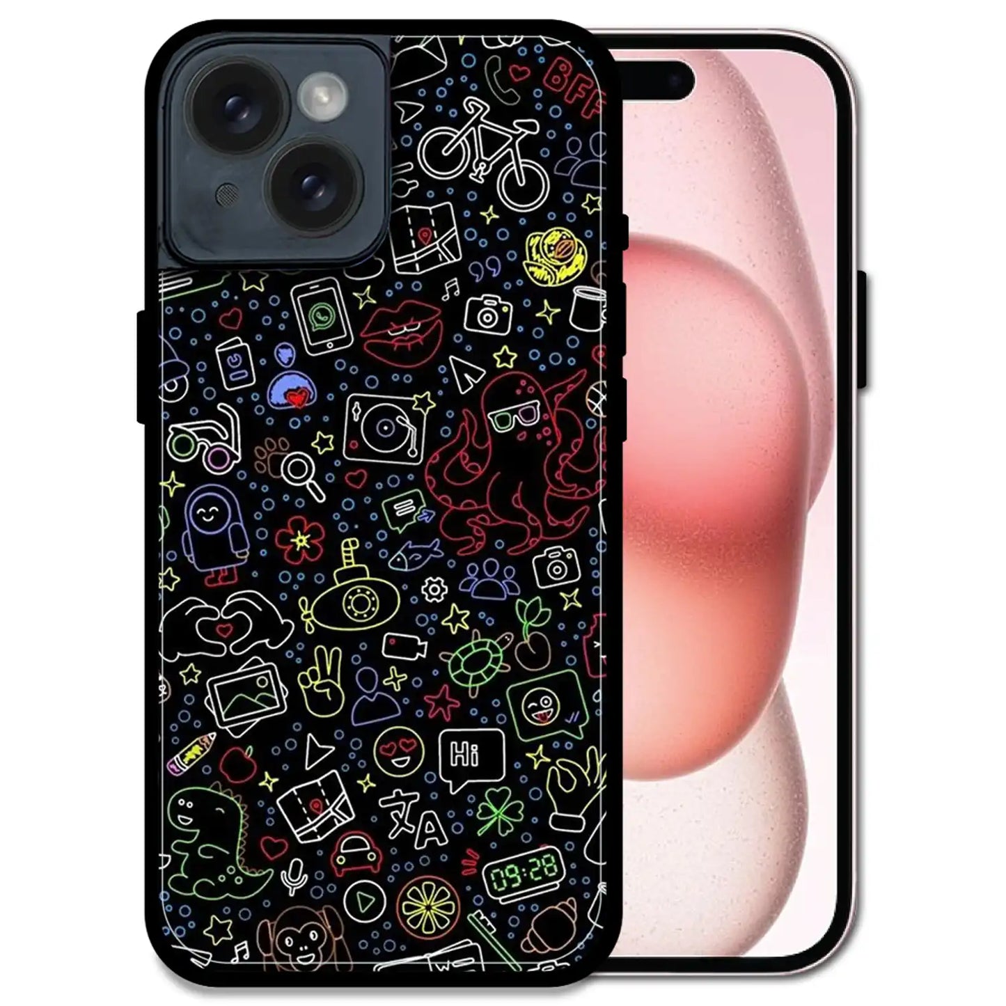 'Doodleverse Nightlife - Glossy Metal Silicone Case For Apple iPhone 14 Plus