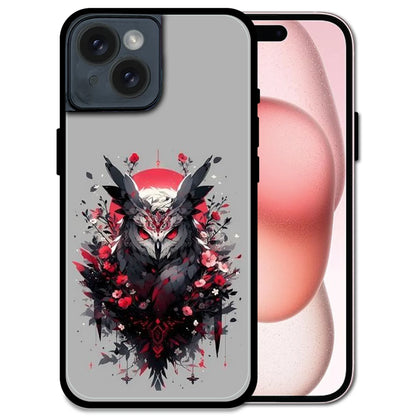 'Crimson Owl Mystique - Glossy Metal Silicone Case For Apple iPhone 14 Plus
