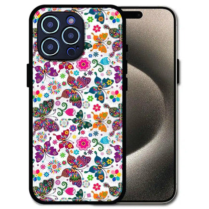 'Whimsical Butterflies Garden - Glossy Metal Silicone Case For Apple iPhone 14 Pro Max