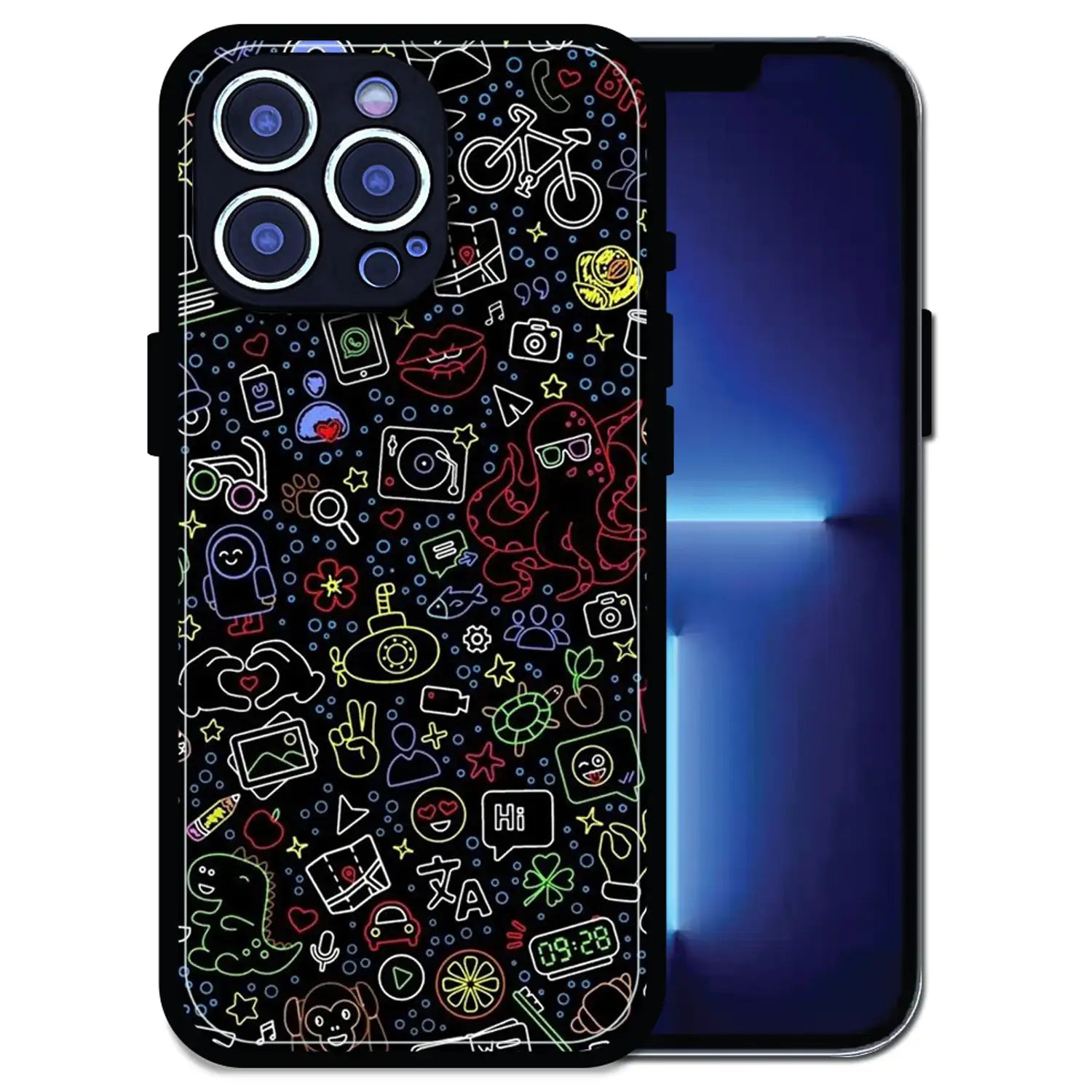 'Doodleverse Nightlife - Glossy Metal Silicone Case For Apple iPhone 14 Pro Max