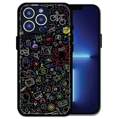'Doodleverse Nightlife - Glossy Metal Silicone Case For Apple iPhone 14 Pro Max