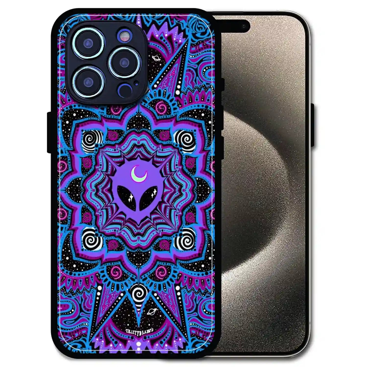 'Alien Mandala Design - Glossy Metal Silicone Case For Apple iPhone 14 Pro Max