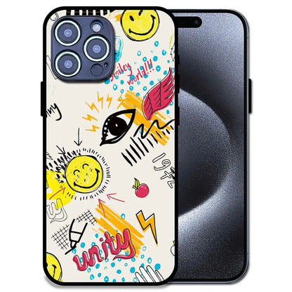 'Smiley Graffiti Pop - Glossy Metal Silicone Case For Apple iPhone 14 Pro