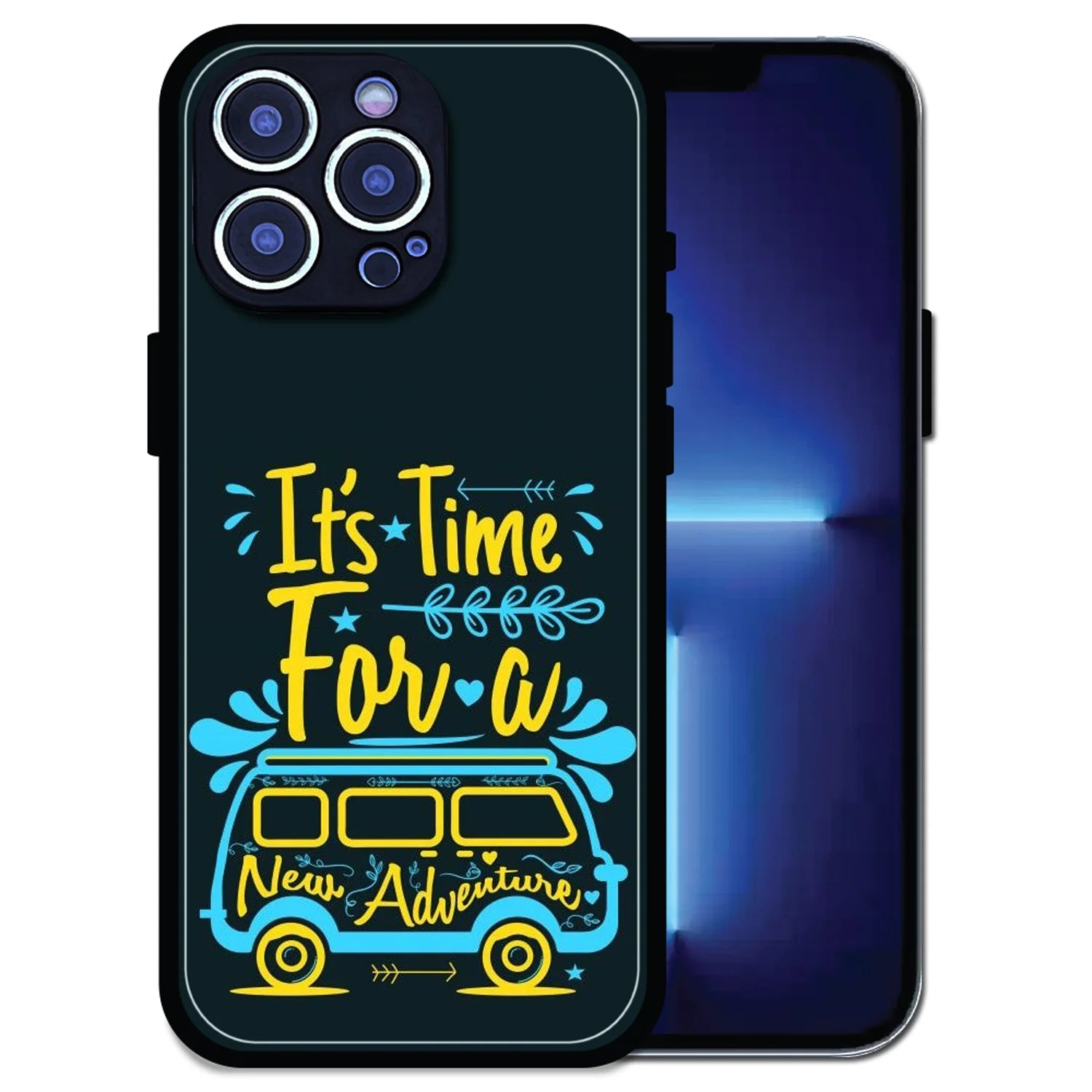 'Adventure Awaits - Glossy Metal Silicone Case For Apple iPhone 14 Pro