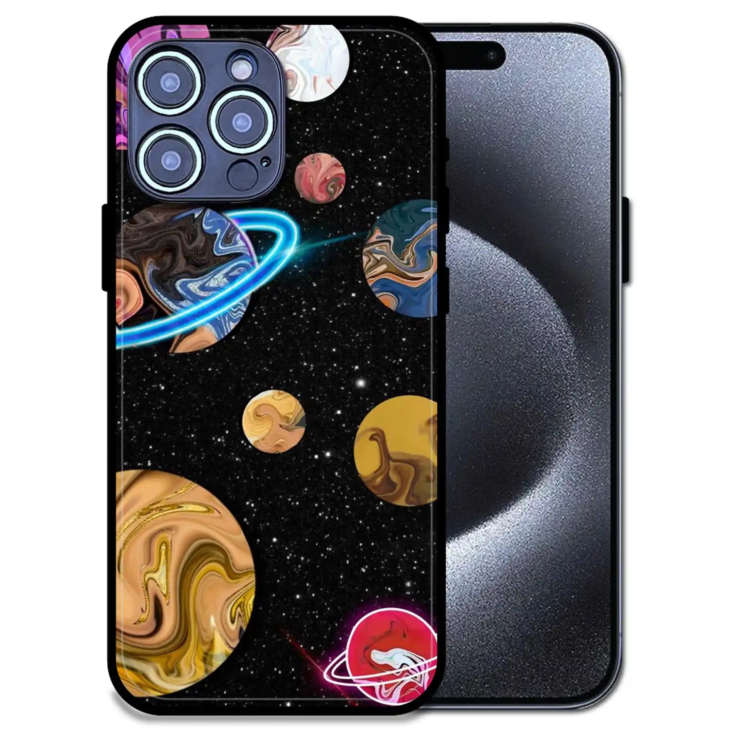 'Cosmic Swirl Galaxy - Glossy Metal Silicone Case For Apple iPhone 14 Pro