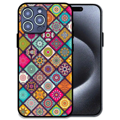 'Boho Mosaic Tiles - Glossy Metal Silicone Case For Apple iPhone 14 Pro