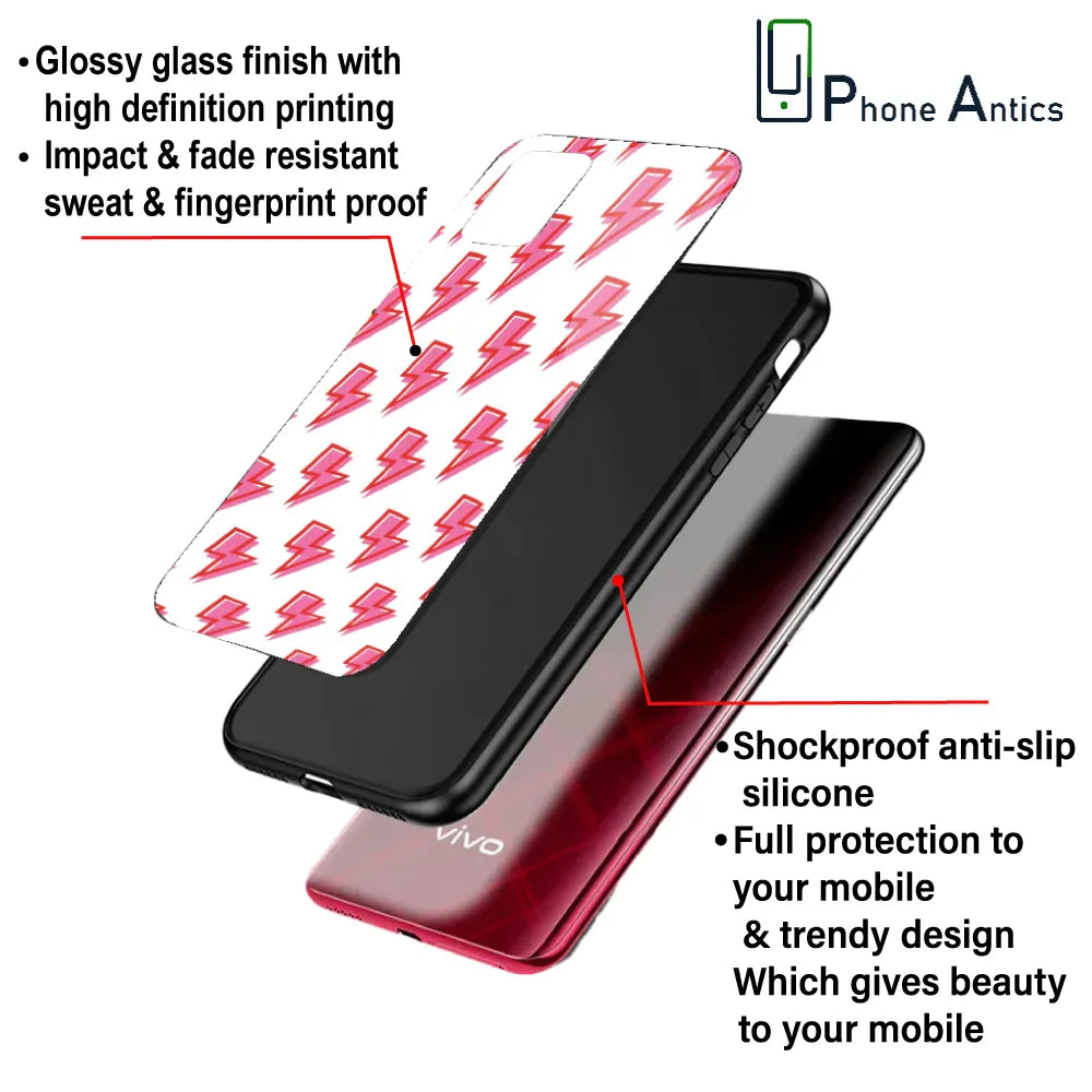 'Pink Lightning Bolts - Glass Case For Apple iPhone Infographic