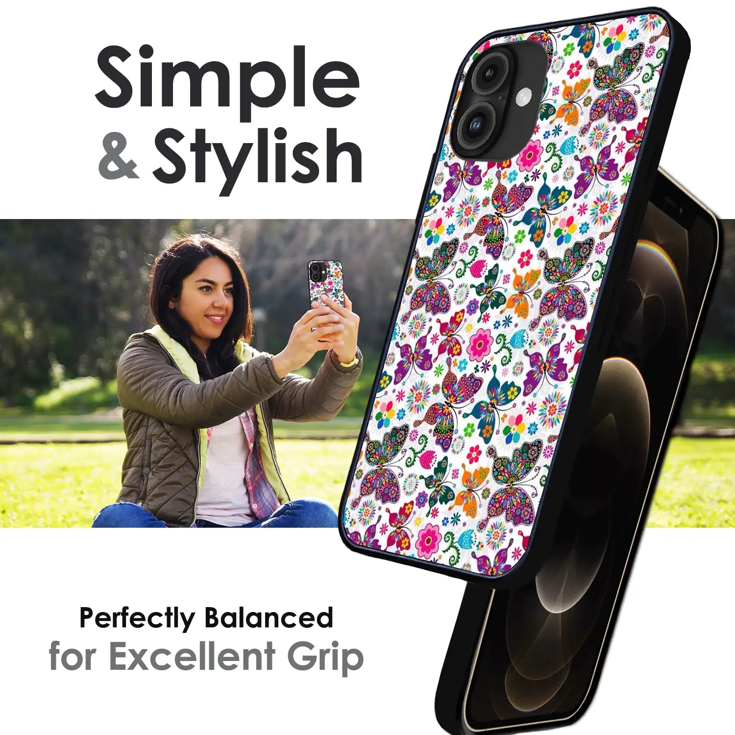 Whimsical Butterflies Garden - Glossy Metal Silicone Case For Apple iPhone Infographic