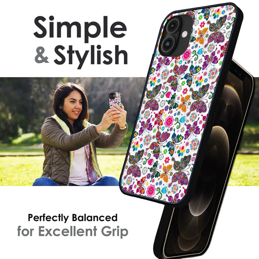 Whimsical Butterflies Garden - Glossy Metal Silicone Case For Apple iPhone Infographic