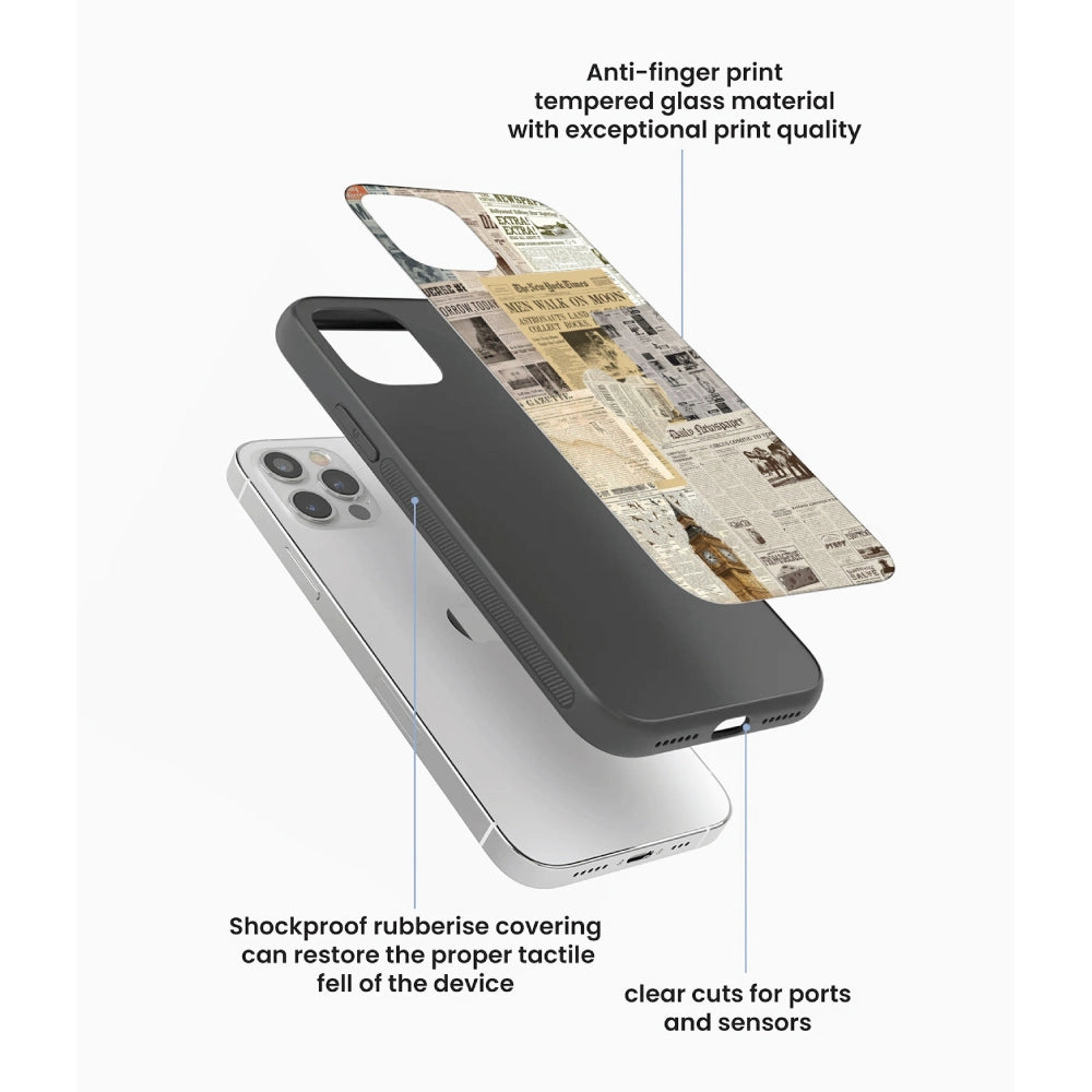 Vintage Newspaper Collage - Glass Case For Apple iPhone Infographic