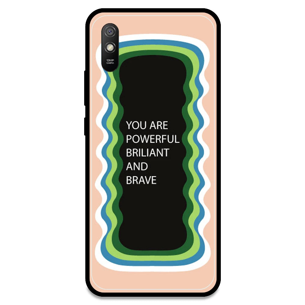 'You Are Powerful, Brilliant & Brave' - Peach Armor Case For Redmi Models Redmi Note 9A