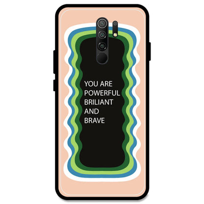'You Are Powerful, Brilliant & Brave' - Peach Armor Case For Redmi Models Redmi Note 9 Prime